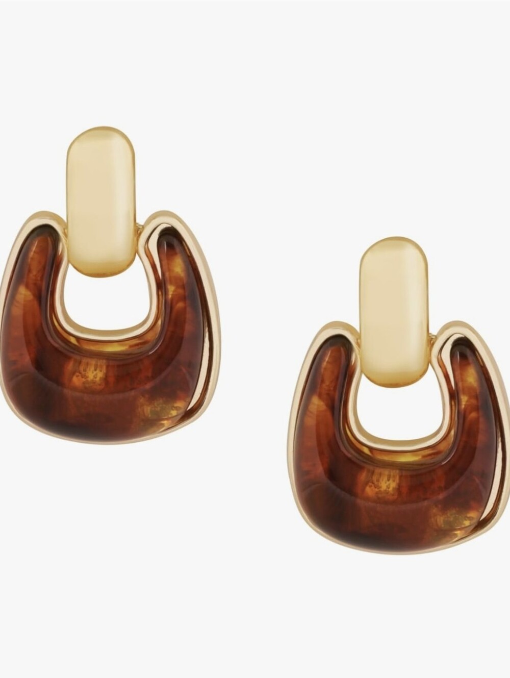 Gold and Brown Drop Earrings